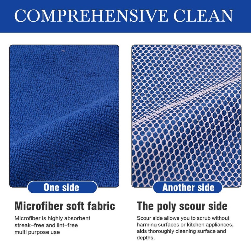 SINLAND Microfiber Dish Cloth for Wshing Dishes Dish Washing Rags Best Kitchen Washcloth Cleaning Cloths Poly Scour Side 12inchx12inch 5 Color Assorted 10 Pack - Image 4